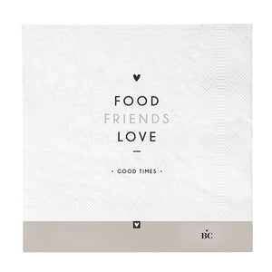BC Serviette "food, friends, love"